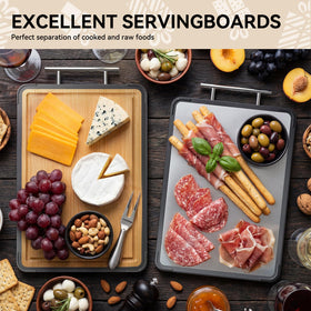 Swshiiel board ready for meat, vegetables, and bread prep in busy kitchens.