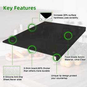 SWSKR acrylic cutting board close-up in virgin material for safe food prep.