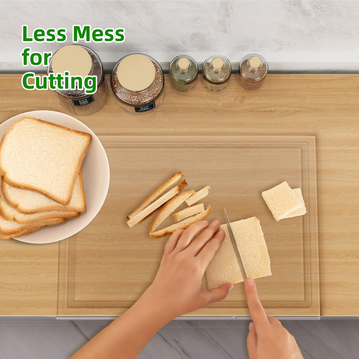 SWSKR cutting board features counter lip to catch scraps and keep prep tidy