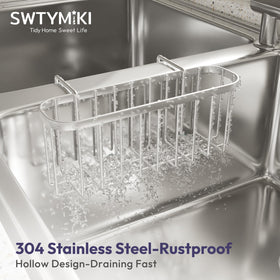 SWTYMIKI large-capacity rack keeps sponges and brushes organized.
