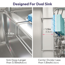 SWTYMIKI sponge holder mounted in double sink saves countertop space.