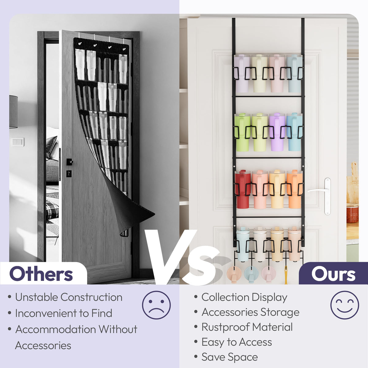 Dorm-friendly SWTYMIKI cup organizer suitable for cabinets and lockers