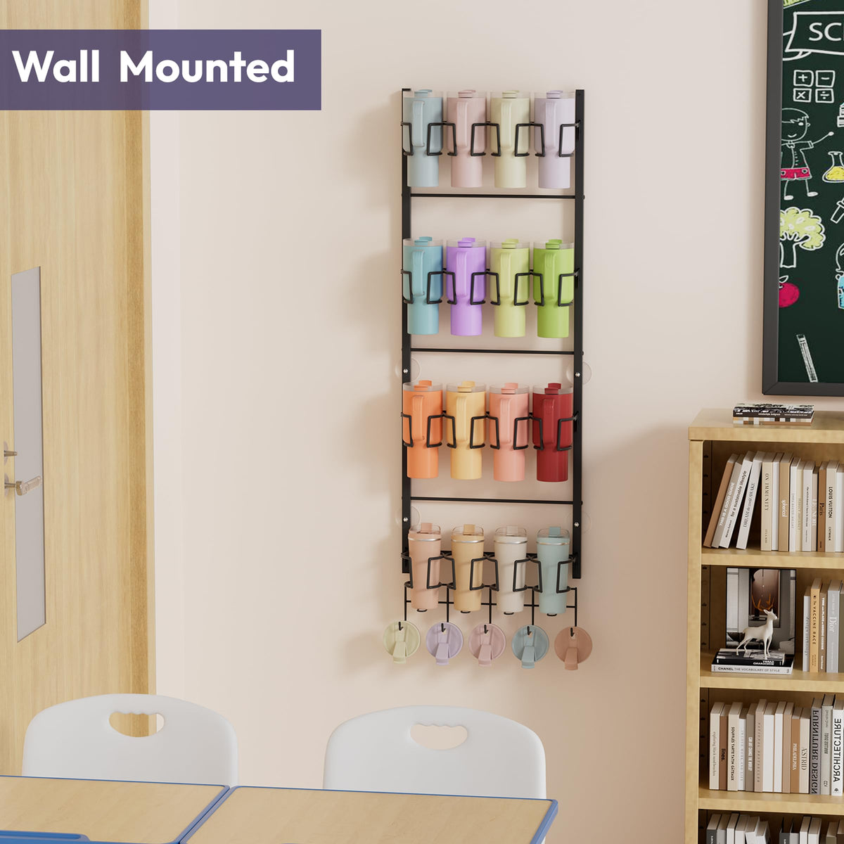 Overview of SWTYMIKI 4-tier tumbler display maximizing vertical storage