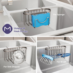 SWTYMIKI all in one kitchen organizer saves counter space in double sinks.
