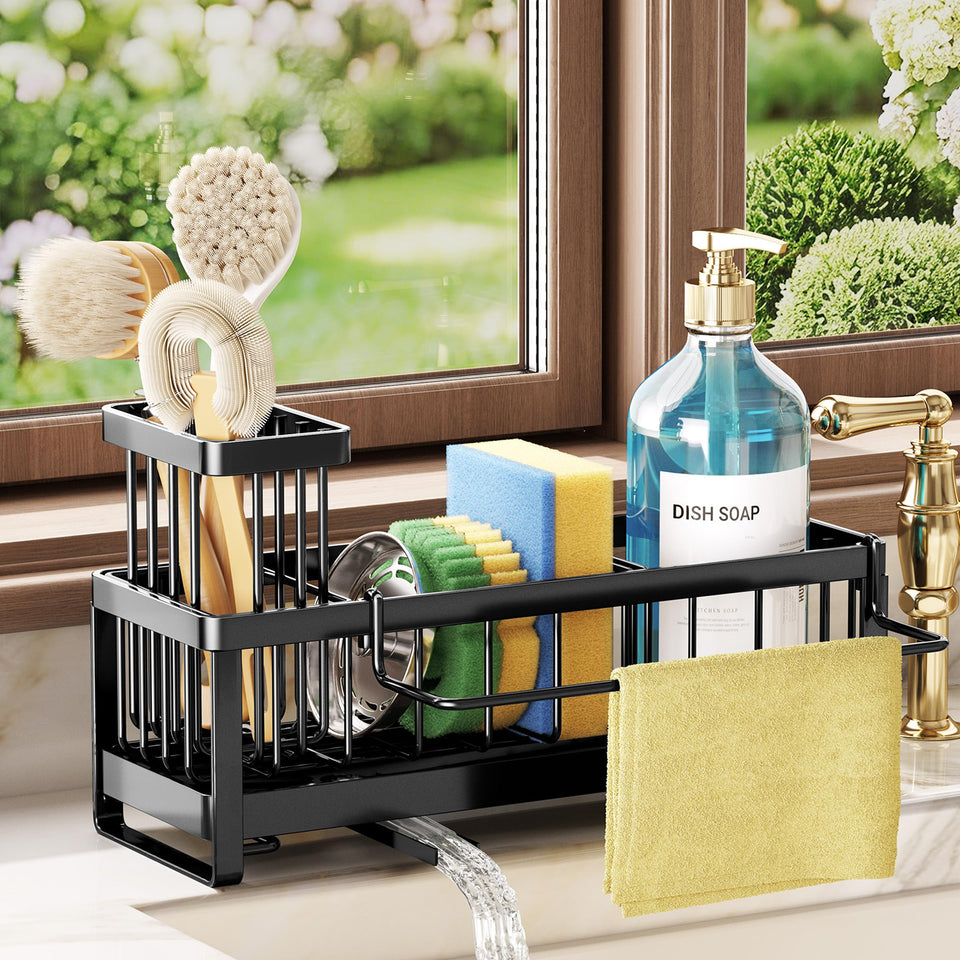 SWTYMIKI sponge holder at the kitchen sink keeps sponges organized and dry
