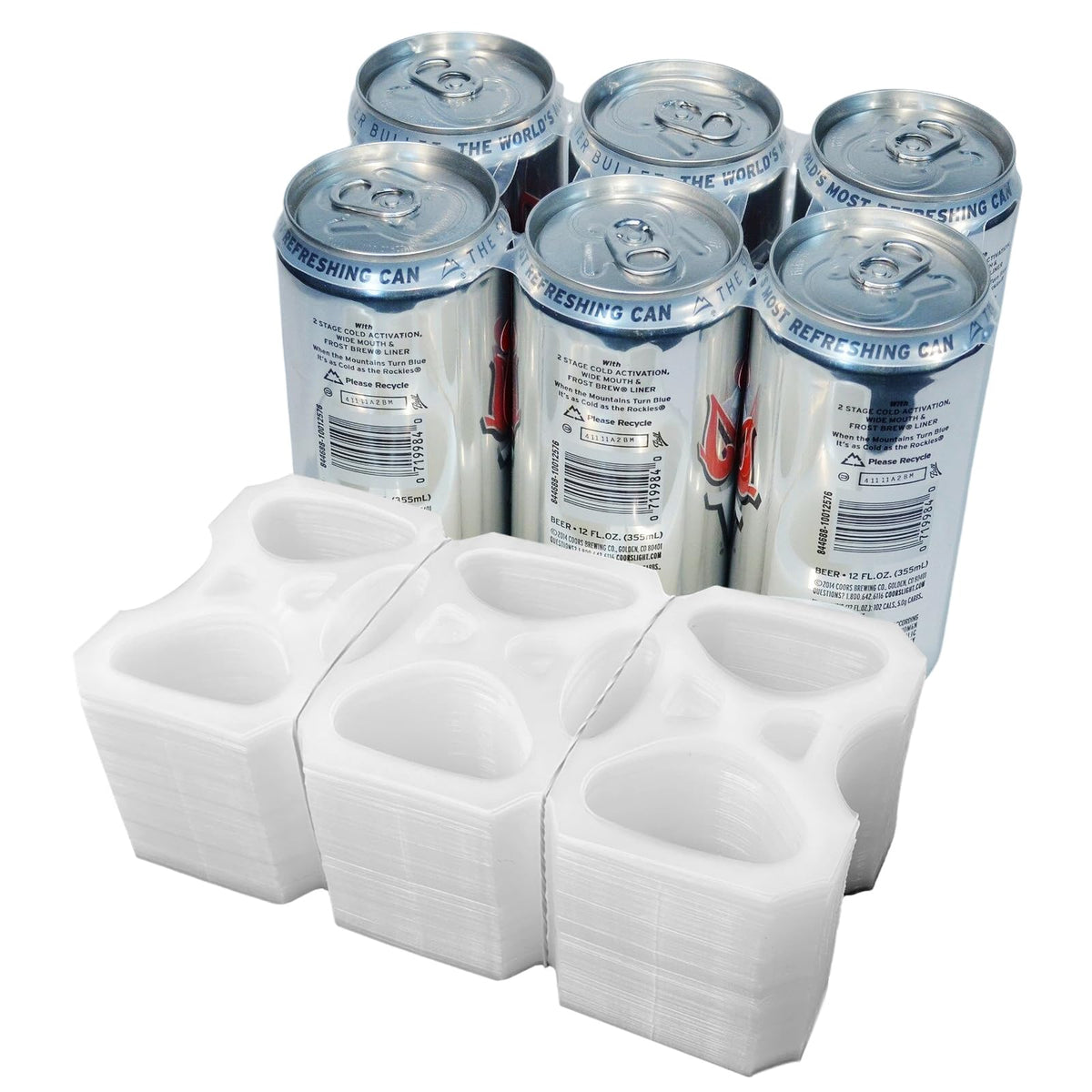 Sxmprail 6-pack rings precut for a secure fit on 12 oz cans
