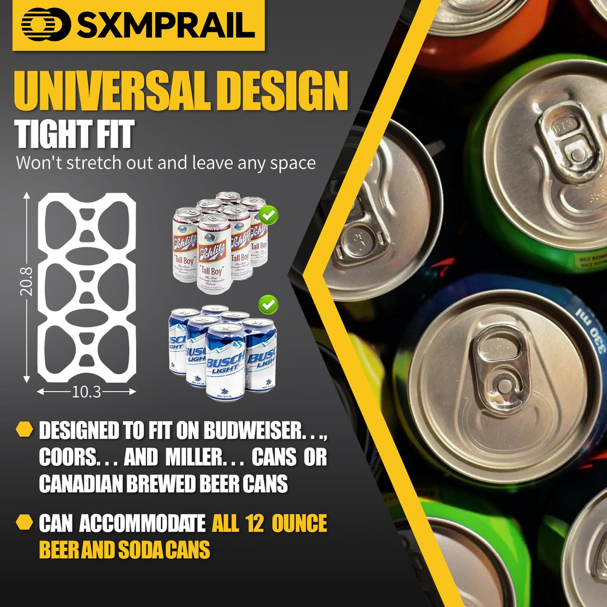 Sxmprail easy-install rings for quick can packaging