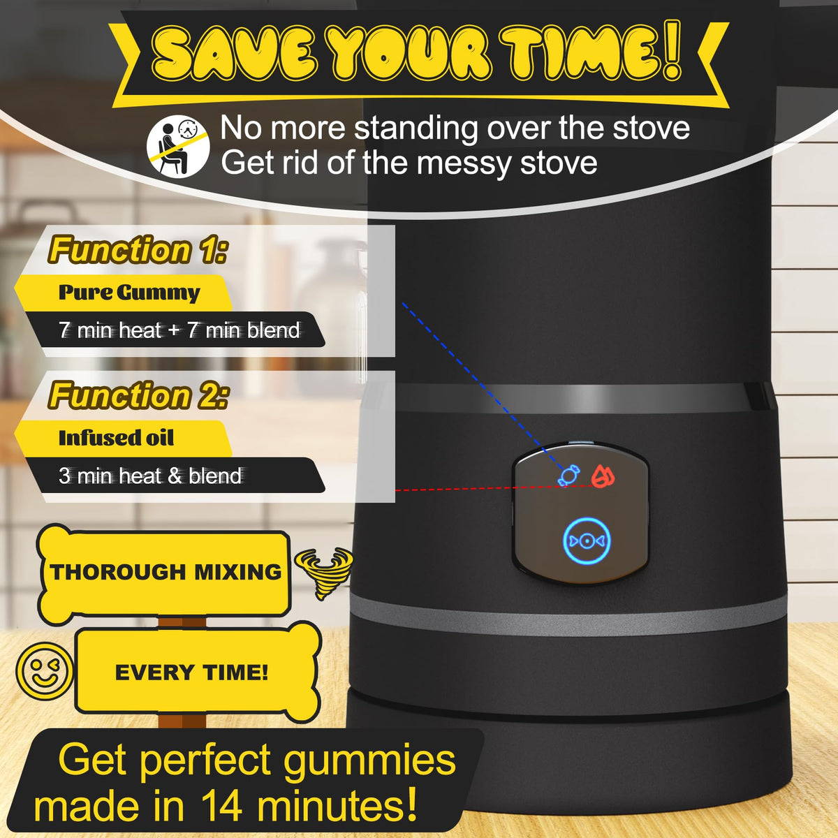 Sxmprail Gummy Maker dual rotor blades for efficient, thorough mixing.