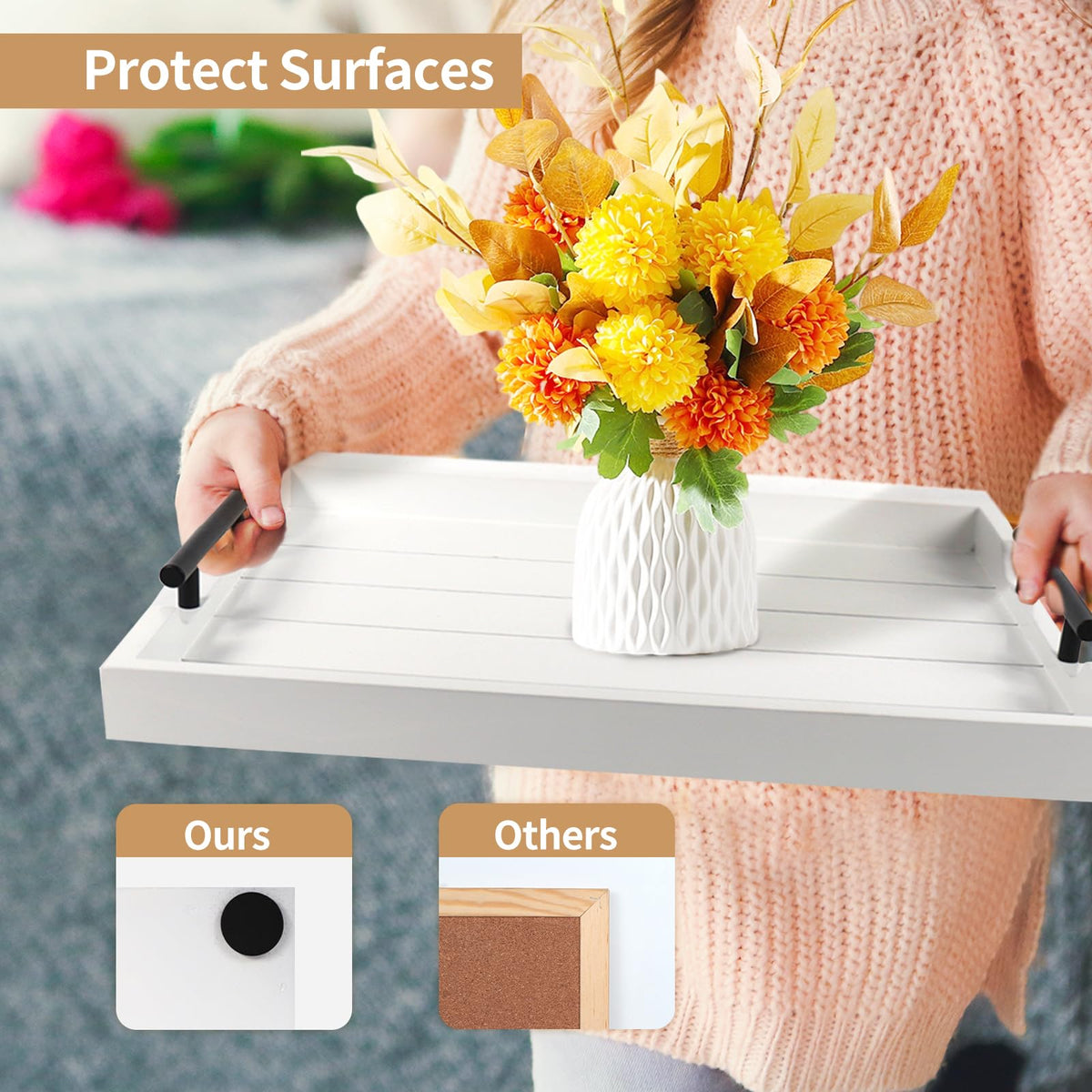 SXNOWS close-up of white wood finish showing smooth, durable surface