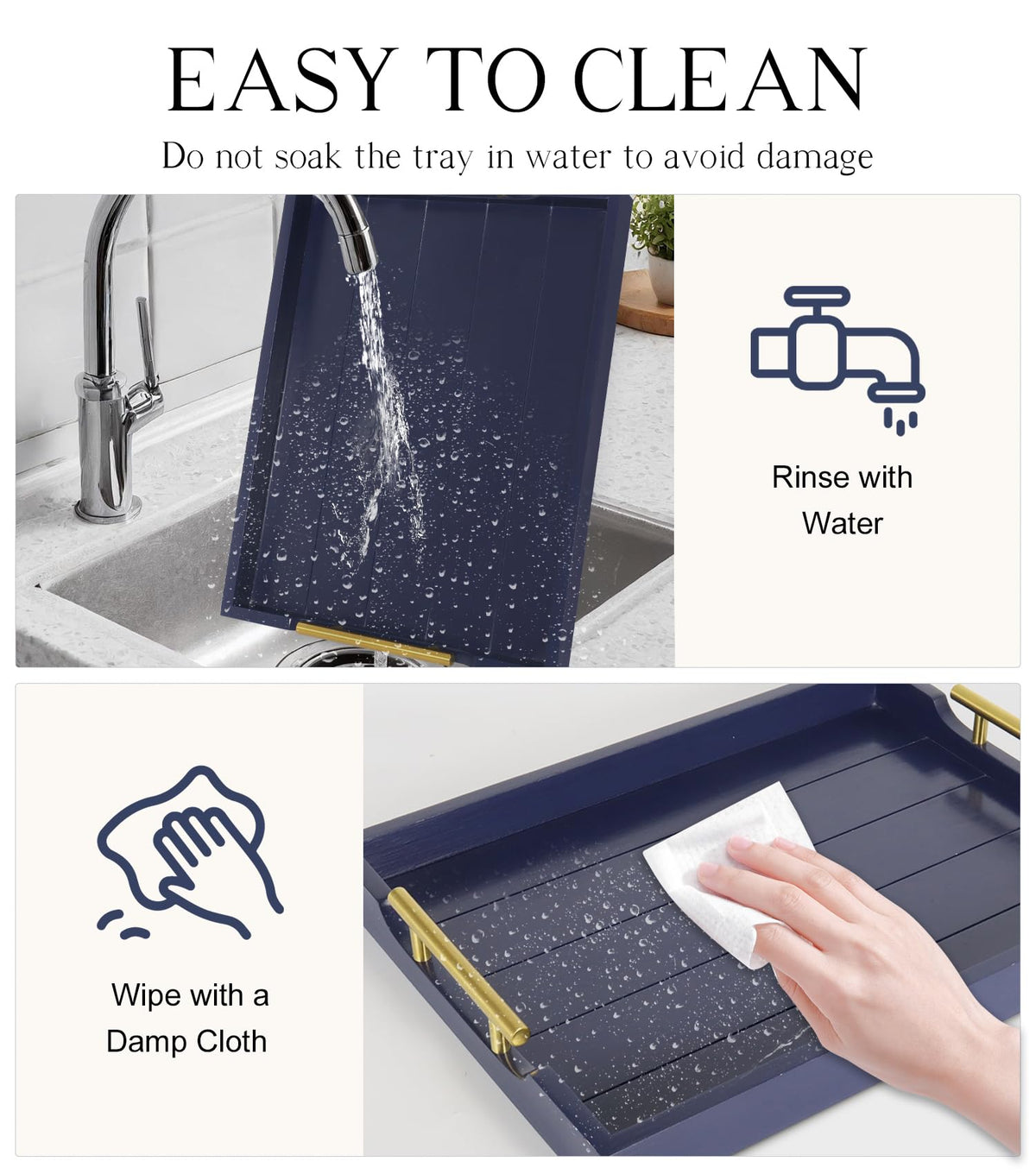 SXNOWS stylish blue wood tray adds rustic-modern decor to spaces