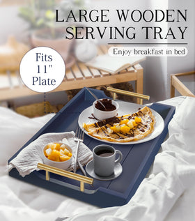 SXNOWS wooden serving tray showing two sets of handles for versatility