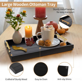 SXNOWS wood tray with two handle sets, versatile for ottoman use