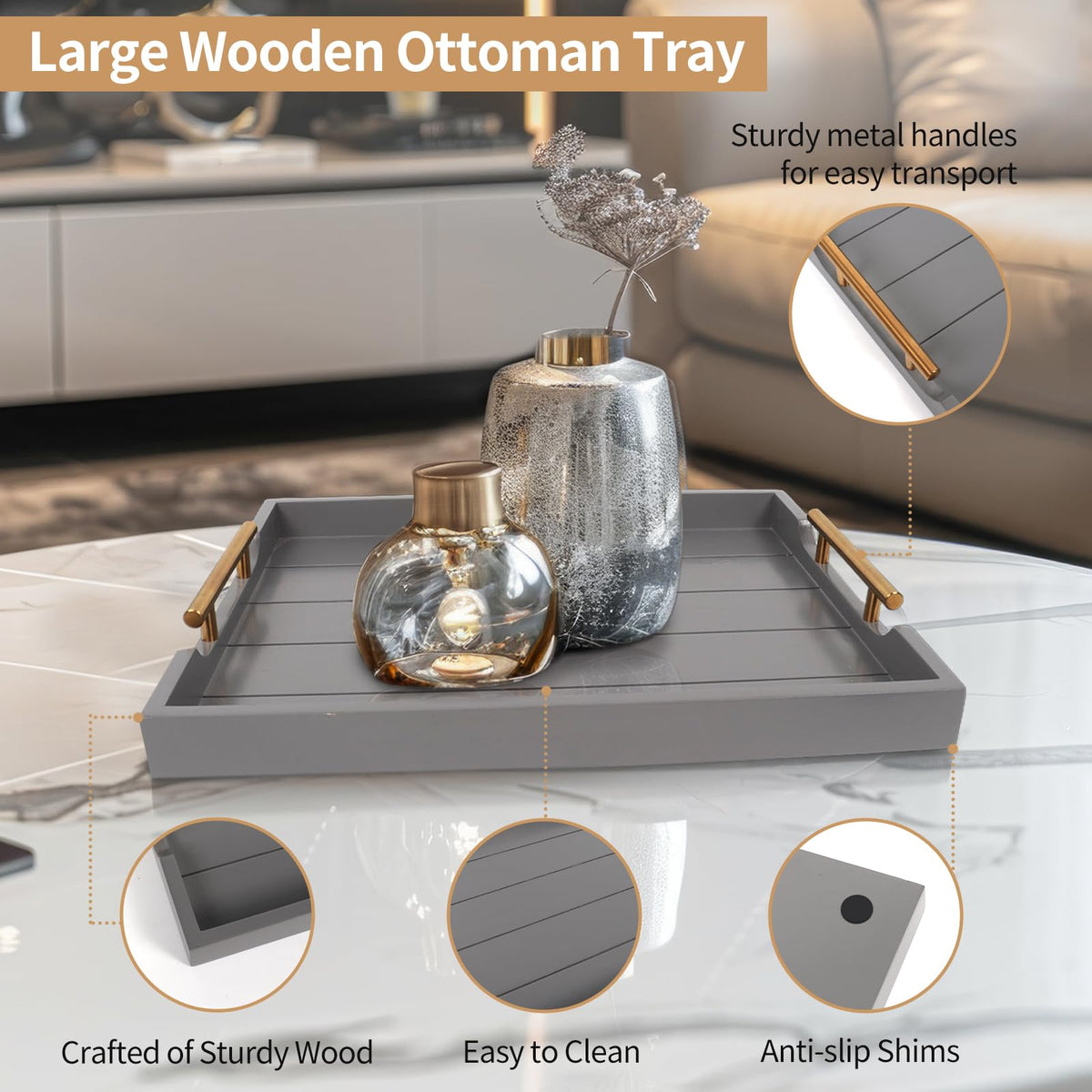 SXNOWS wooden tray coasters set keeps surfaces dry and protected