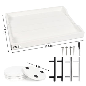 SXNOWS wooden tray includes four coasters to protect surfaces
