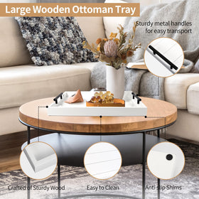 SXNOWS wooden tray with dual handles in black for versatile decor