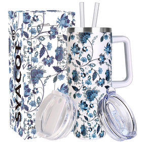 SYACOT 40 oz tumbler with handle and straw, ergonomic grip for daily hydration.