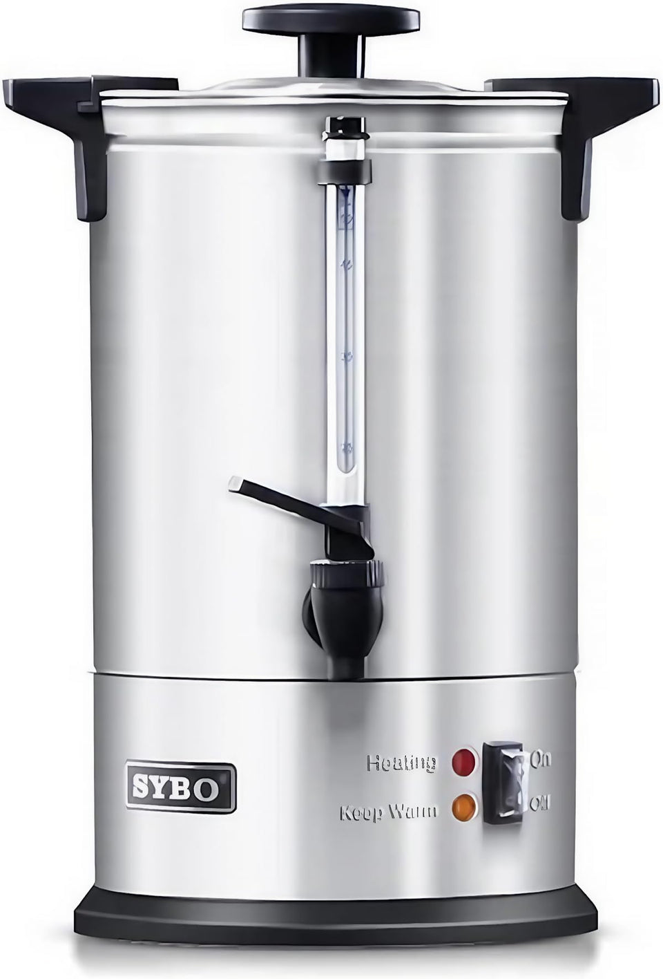 SYBO 18L coffee urn front view highlights event-ready capacity.