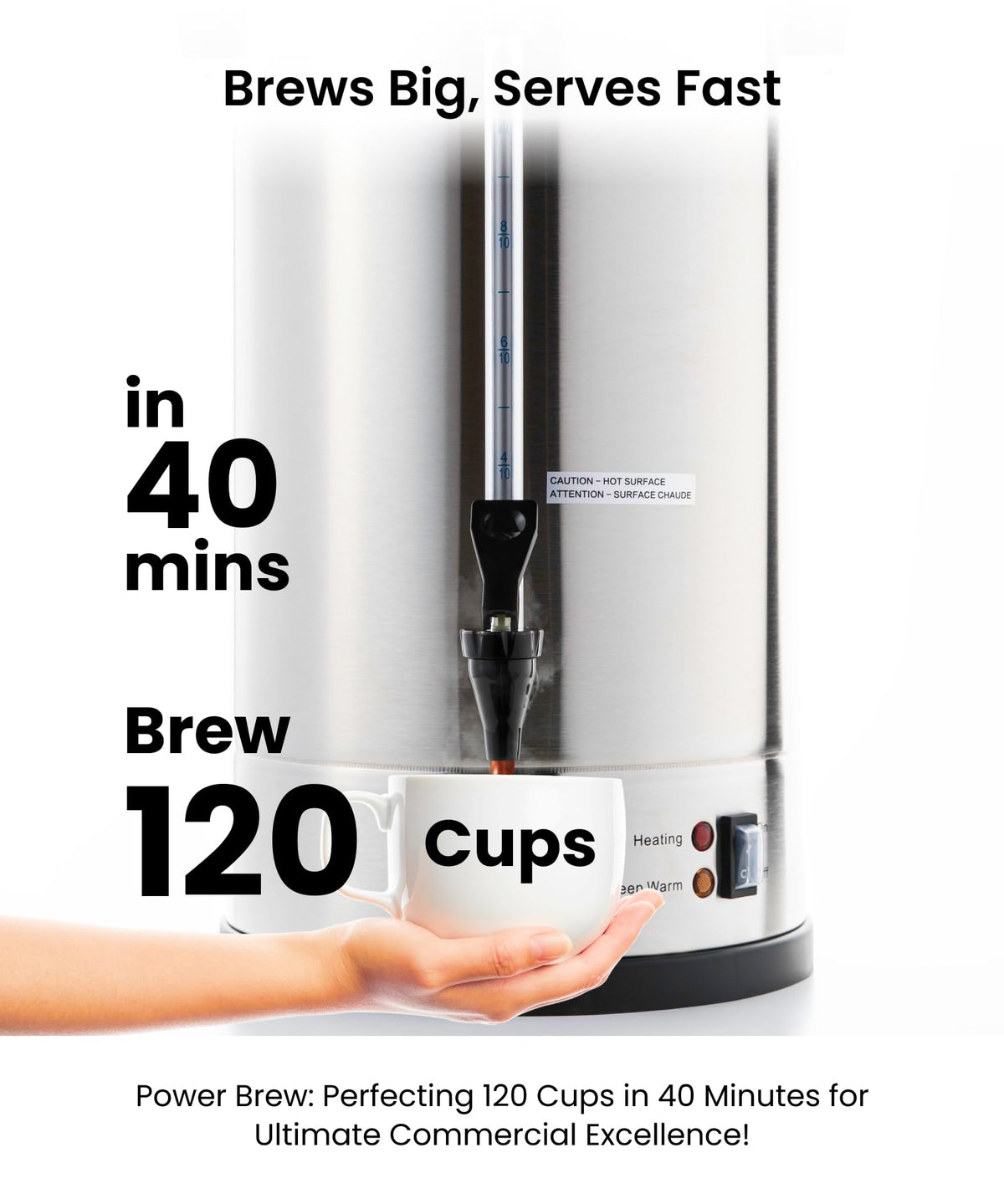 SYBO anti-drip spout close-up reduces spills during service.