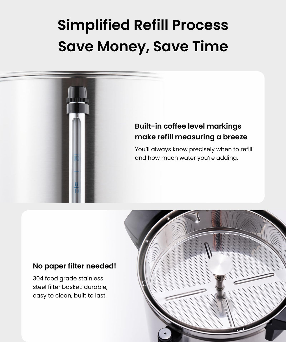 SYBO water level indicator image shows effortless fill monitoring.