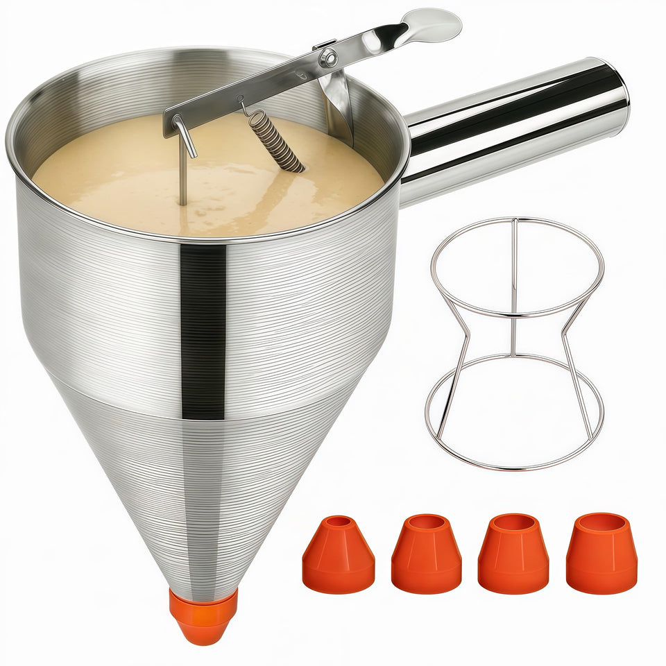 Sykexonm 40oz batter dispenser with stand enables stable, spill-free pours for consistent batches.