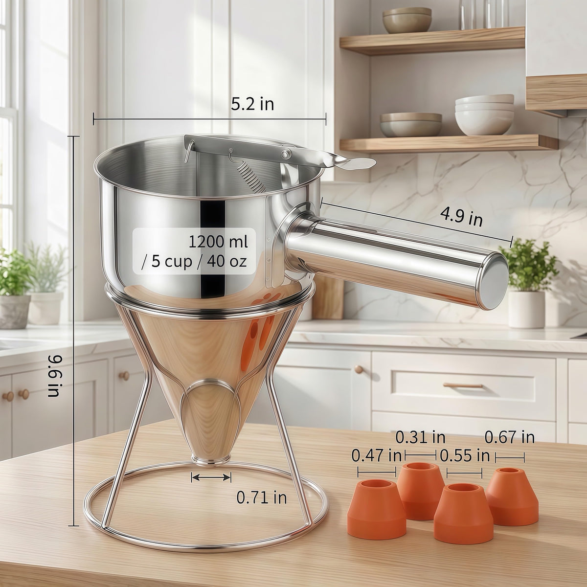 Sykexonm four-nozzles-interchangeable allow crepes to funnel cakes with adaptable flow.