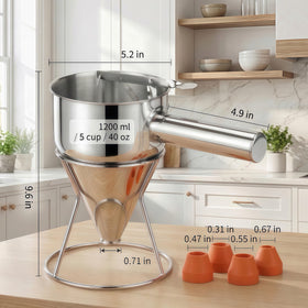Sykexonm four-nozzles-interchangeable allow crepes to funnel cakes with adaptable flow.
