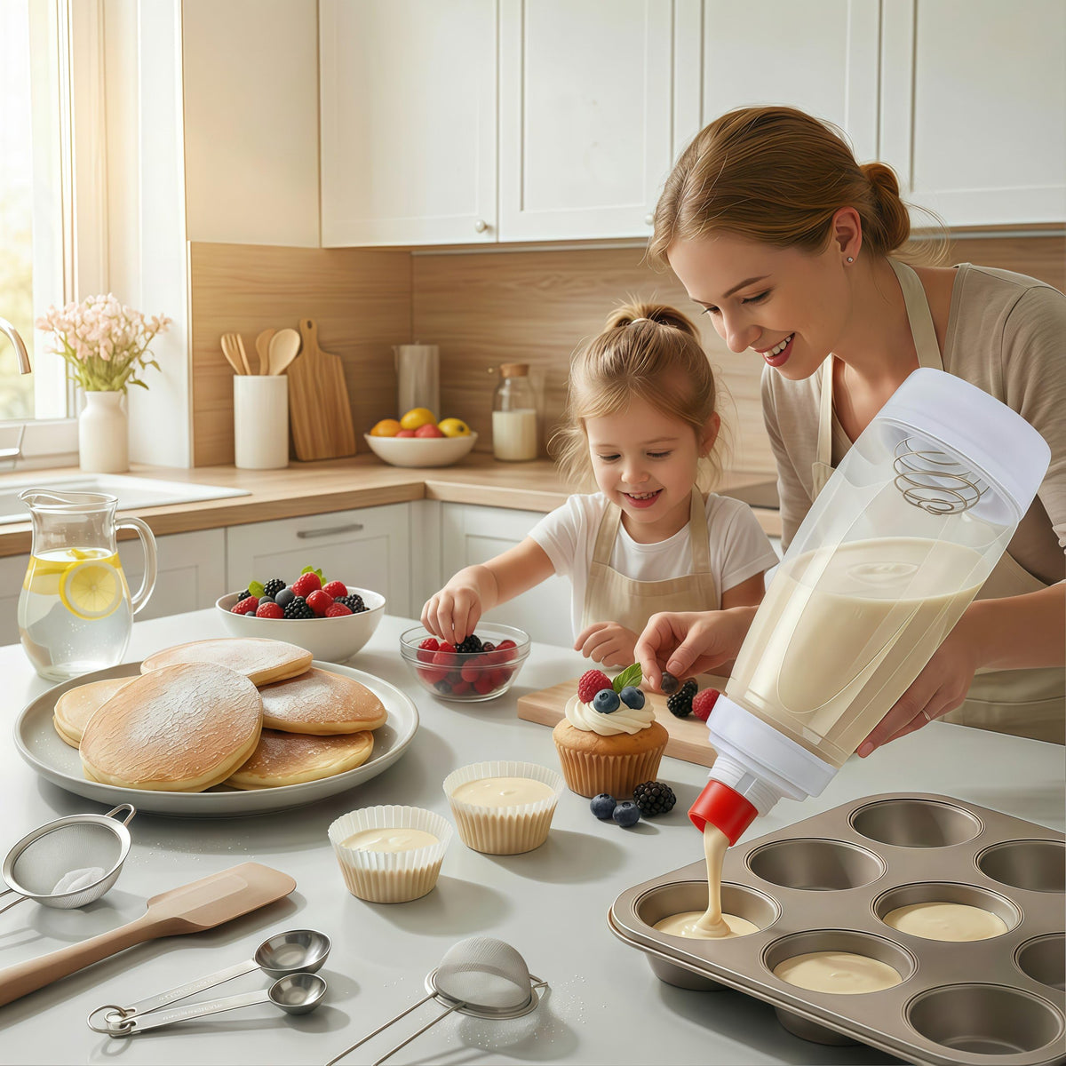 sykexonm pancake batter dispenser bottle is dishwasher safe for quick cleanup
