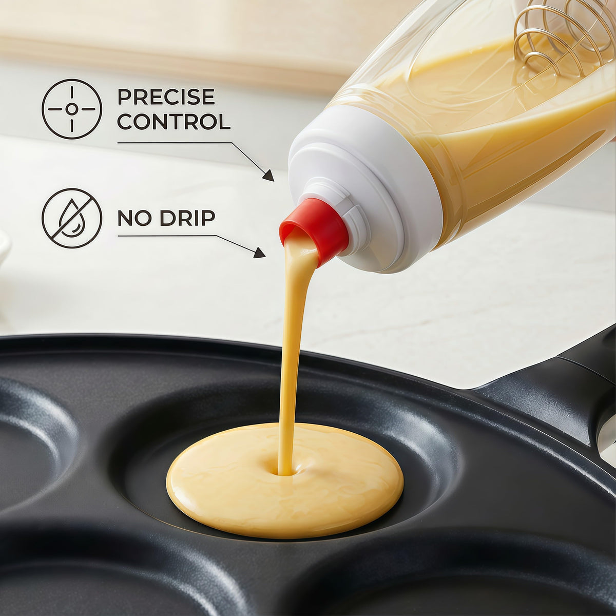 sykexonm pancake batter dispenser bottle supports versatile use for various batters