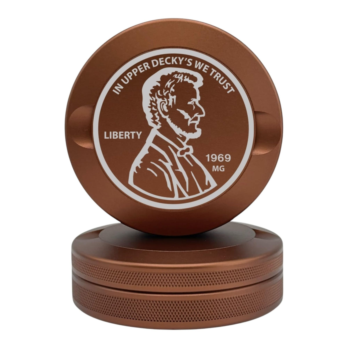Syn Tin Liberty copper three-segment aluminum container for organized storage and quick access.