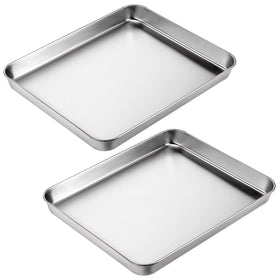 SynHHnergyx toaster oven pans, 11x9 inch, stainless steel for even baking.