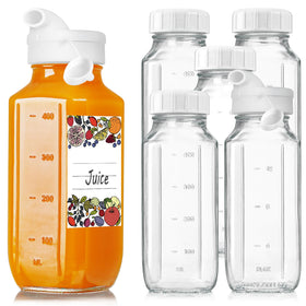 Syntic 6-pack 16oz glass bottles with pour spouts for mess-free beverages on the go.
