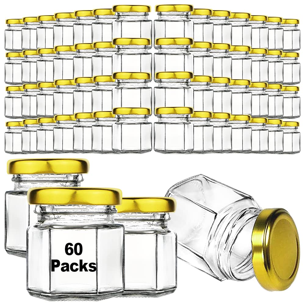 Syntic 60-piece mini glass jars with airtight lids on display for organized storage.