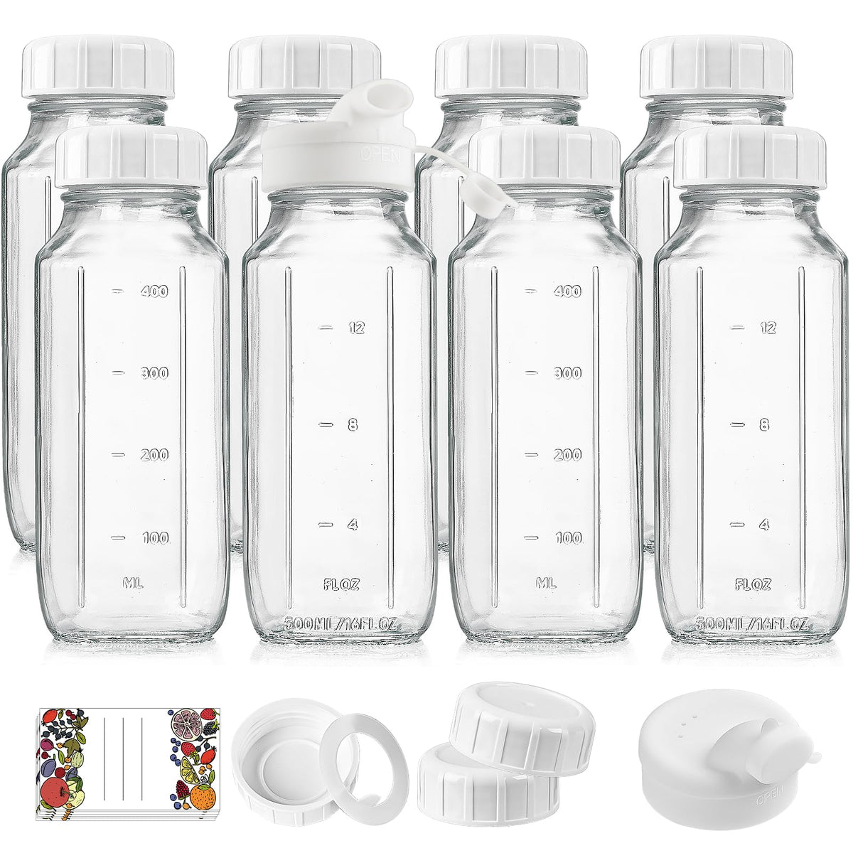 Syntic 8 pack 16oz glass bottles for versatile beverages on the go