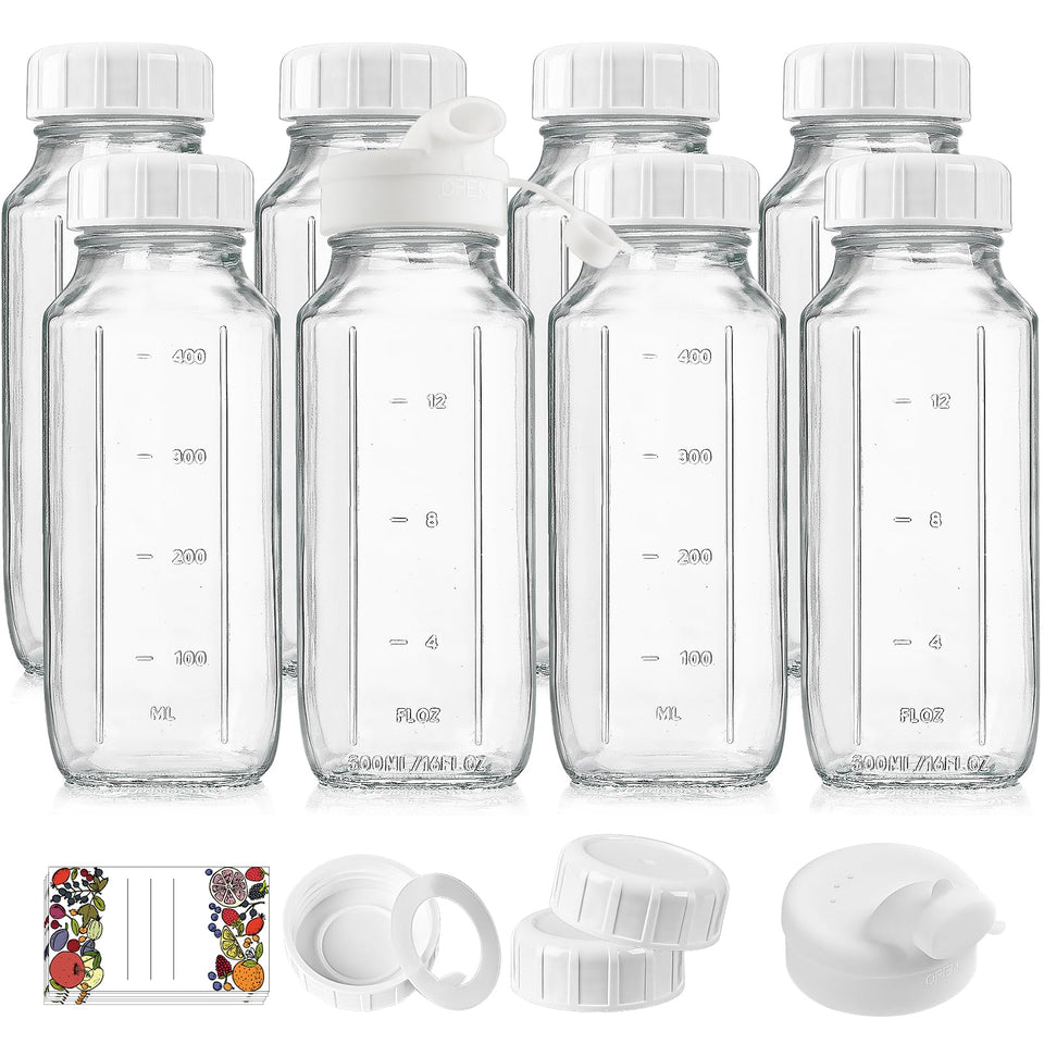 Syntic 8 pack 16oz glass bottles for versatile beverages on the go