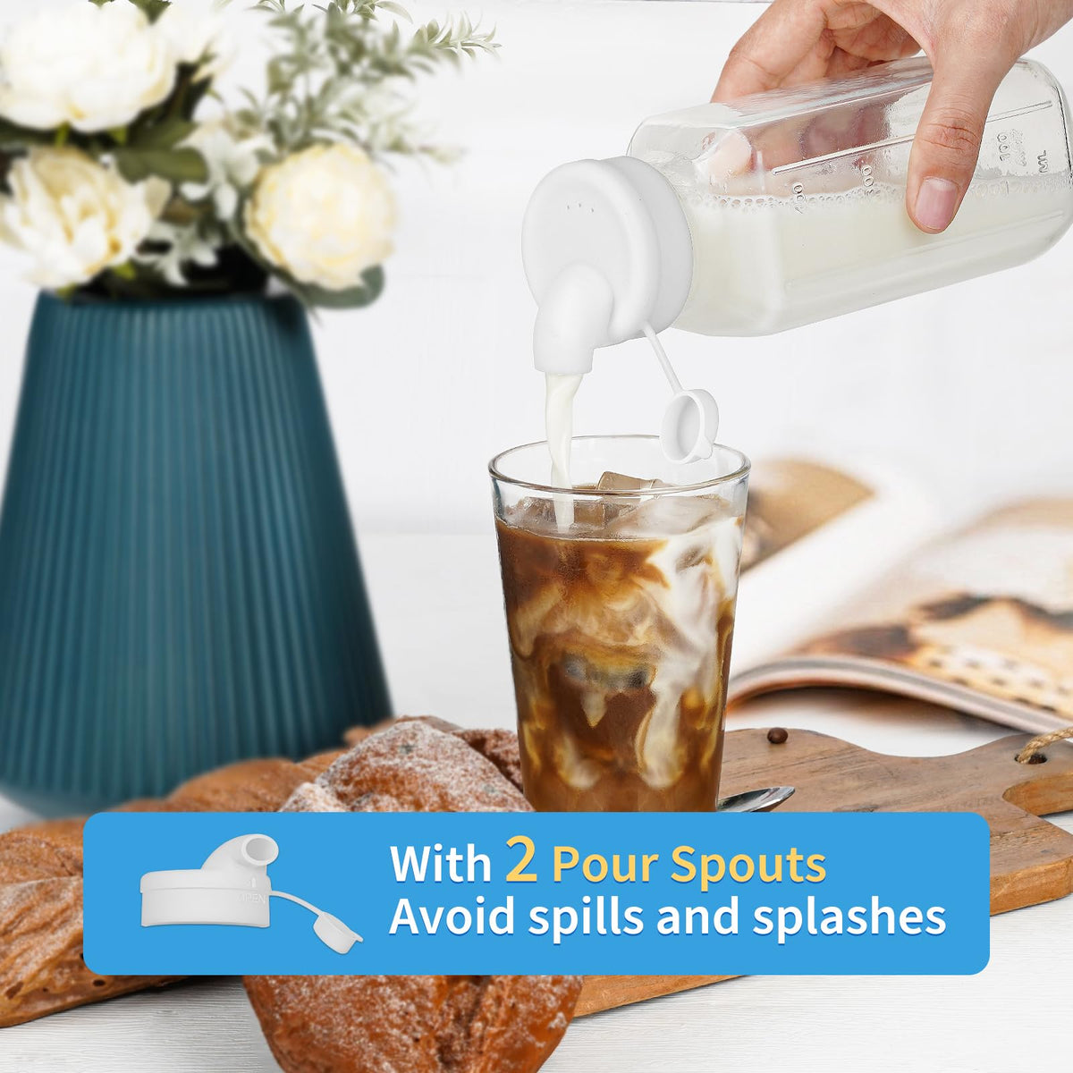 Syntic airtight screw lids with silicone gaskets keep drinks fresh during travel.