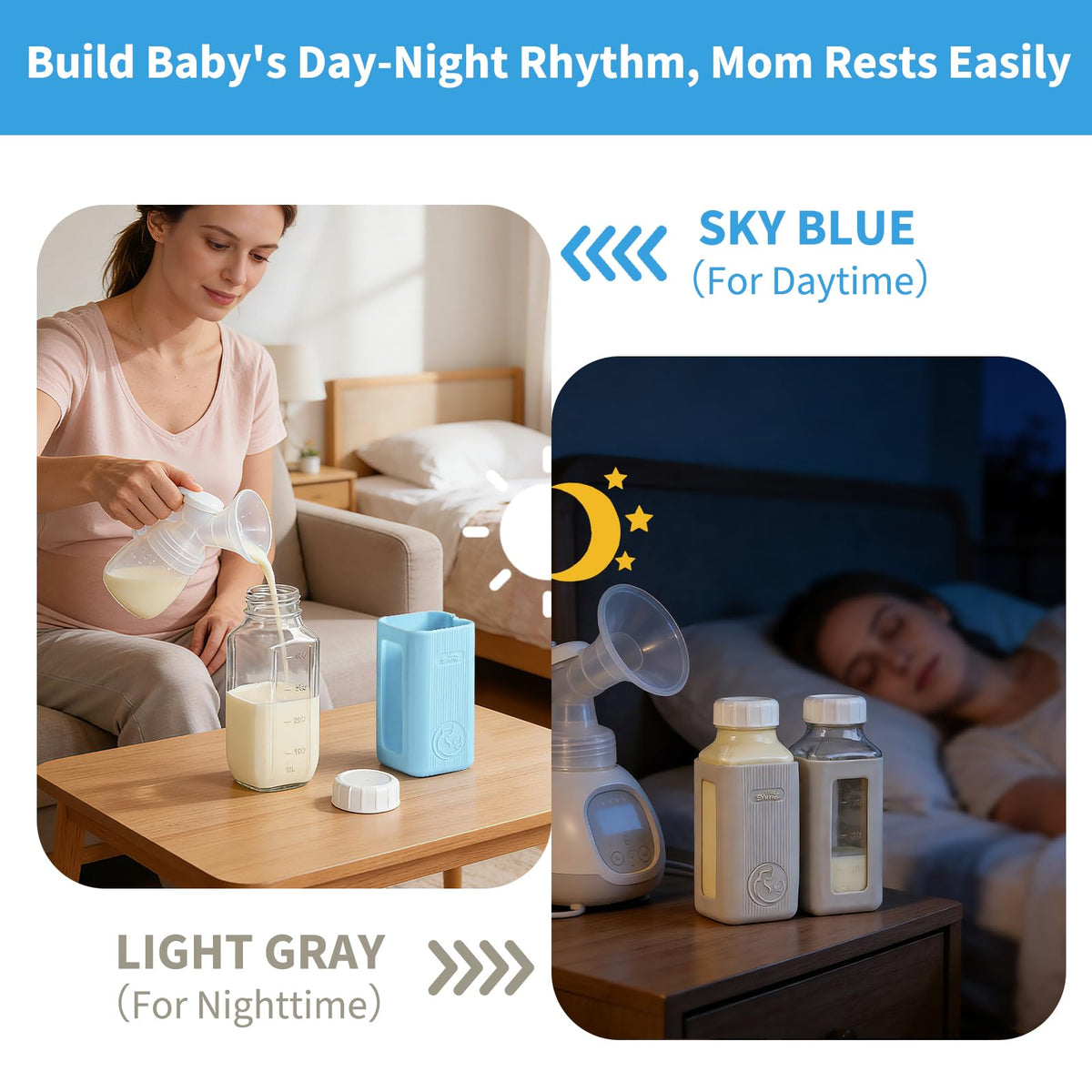 Syntic blue protective silicone sleeve protects bottle during transport.