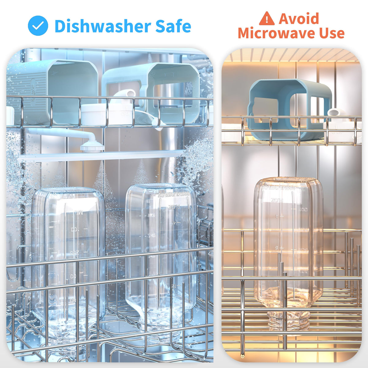Syntic BPA-free dishwasher-safe bottle for easy cleaning.