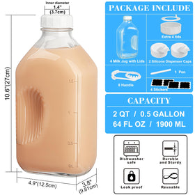 Syntic glass carafe shows quart and ounce scale for quick measurements.