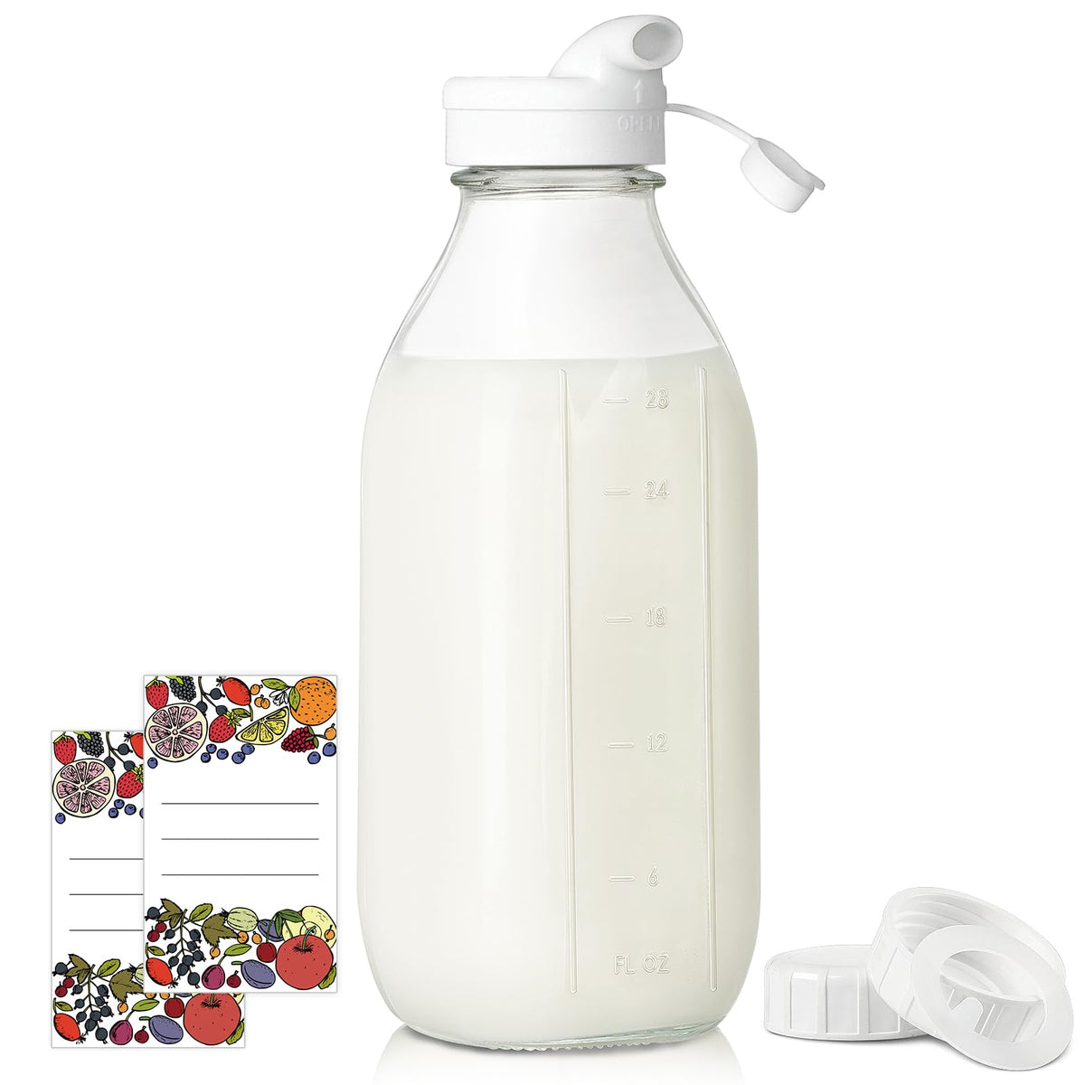 Syntic square liter glass bottle with lid for leak-proof storage