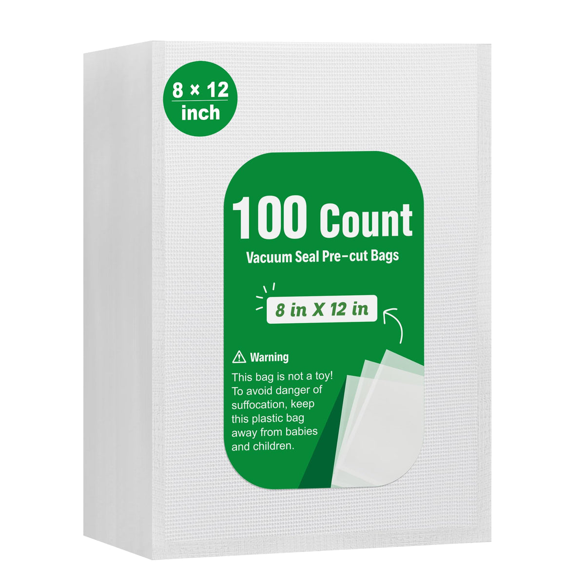 Syntus 100-count vacuum bags 8x12 pre-cut for easy meal prep and sealing