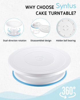Syntus 11-inch cake turntable in action for smooth decorating