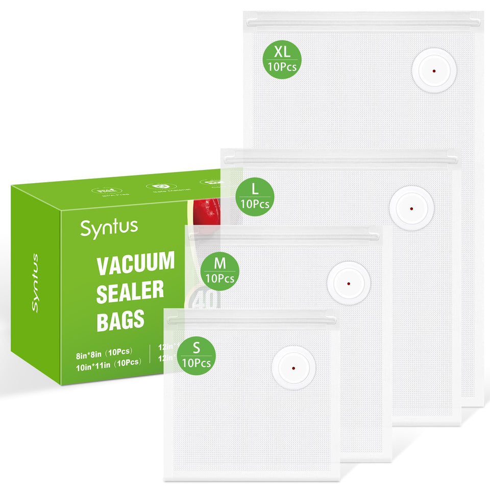 Syntus 8x8 vacuum bags packaging protecting foods during freezing and heating