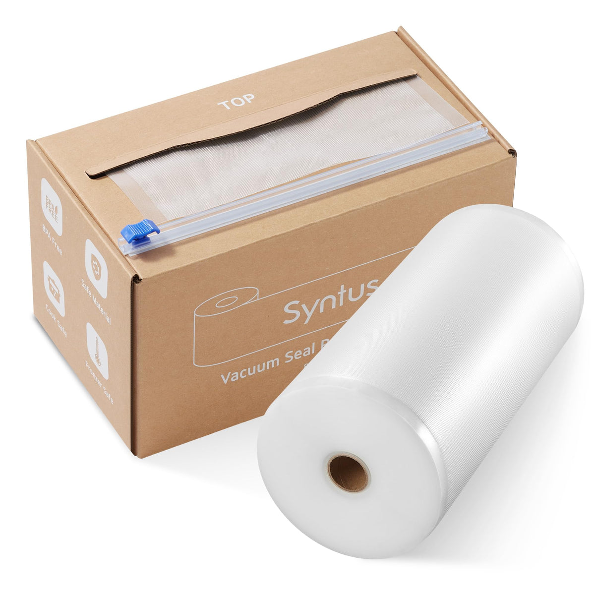Syntus 8-inch bag roll with cutter for quick, precise sizing during prep
