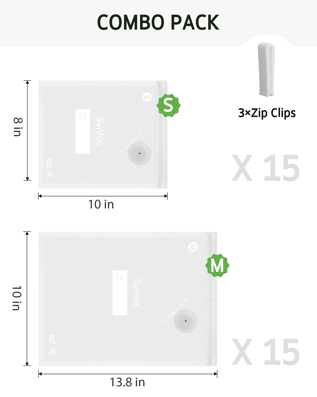 Syntus 10x13 medium vacuum bag suited for larger portions and sous vide