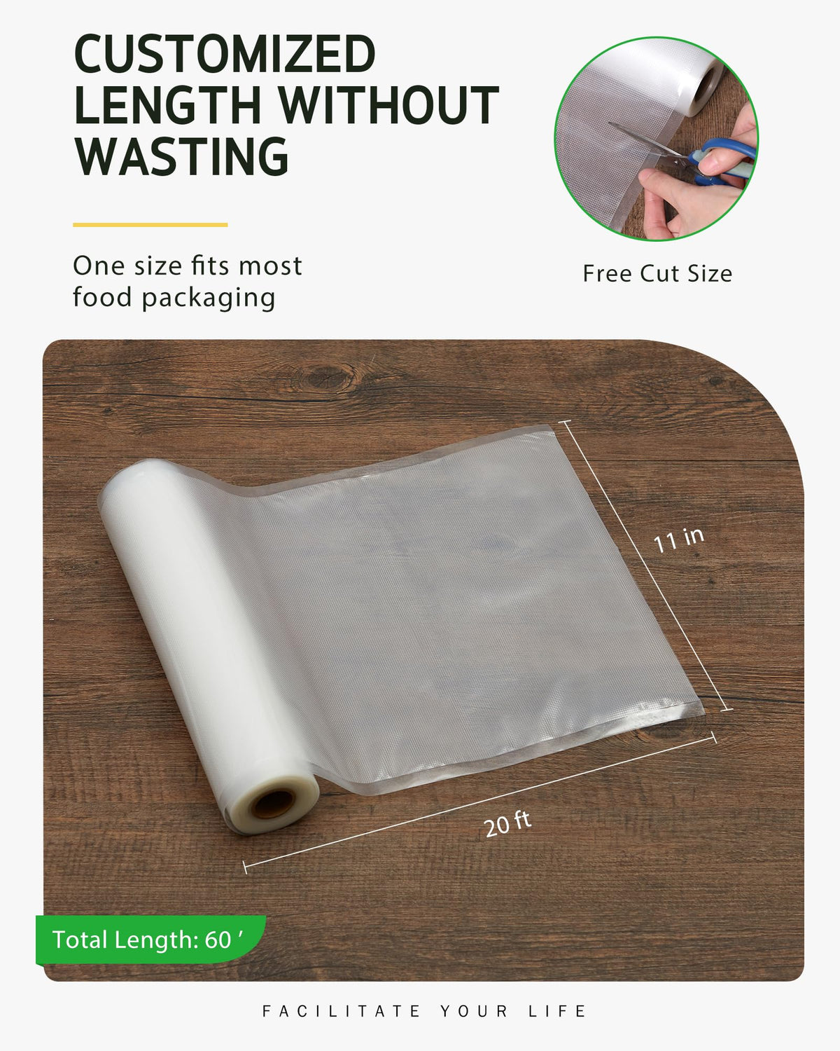 Syntus bags offer free cut size for custom packaging and reduced waste.