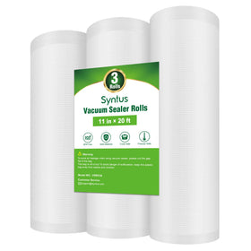 Syntus vacuum sealer bags with puncture prevention feature for longer freshness.