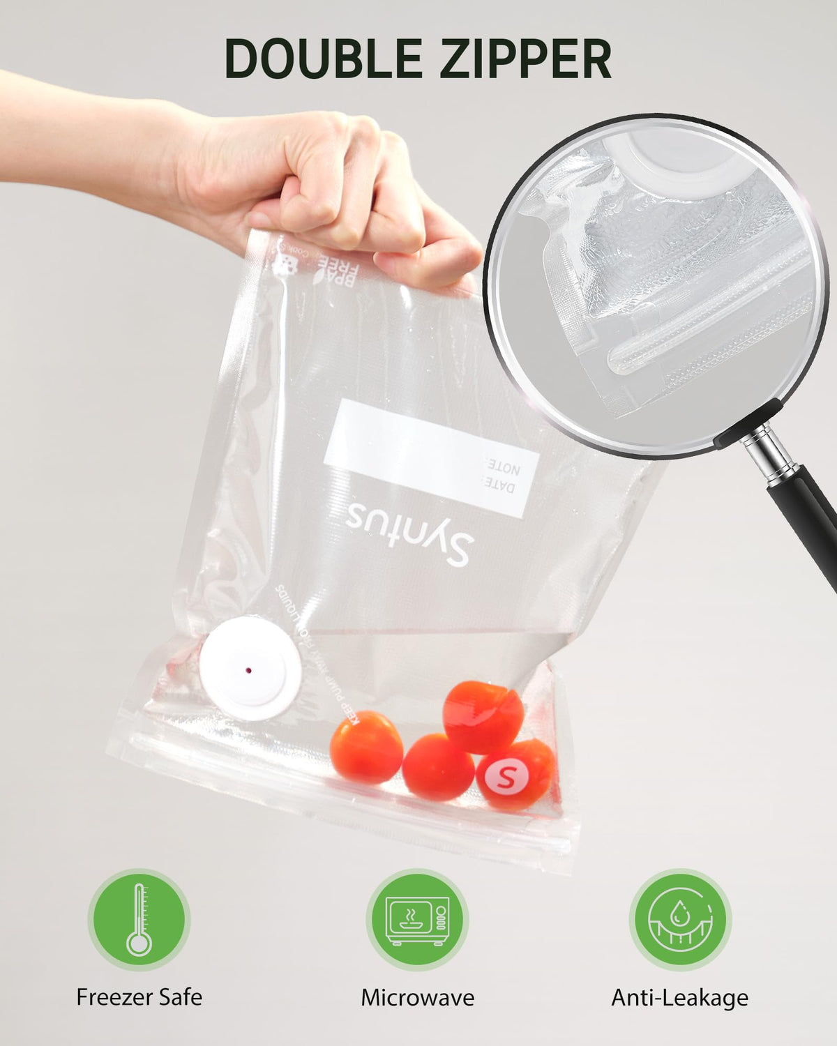 Syntus reusable zipper clip demonstrating easy resealing after use