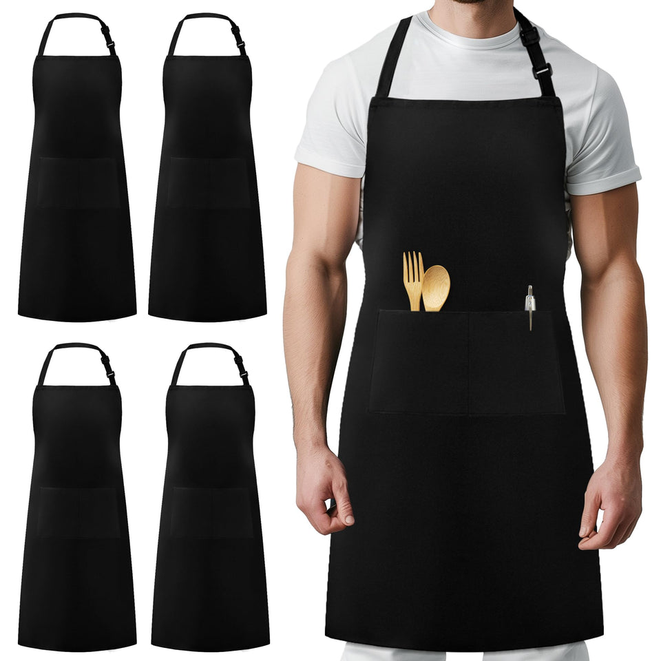 Syntus chef apron overview demonstrates waterdrop-resistant fabric for messier cooks.