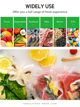 Syntus meal-prep and freezer bags keep vegetables, meat, and seafood fresh.