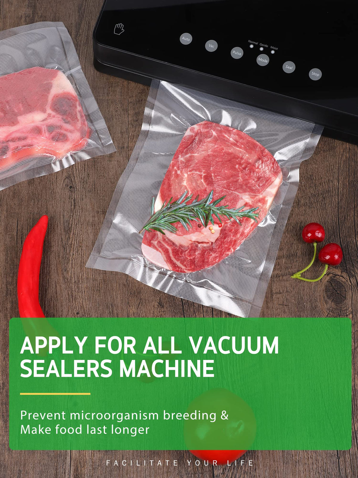 Syntus sealer-compatible bags work with all vacuum sealers for easy use.